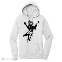 Cat Playing Flying V Guitar Musician Cat Lover TShirt Women's Hoodie thumb 0