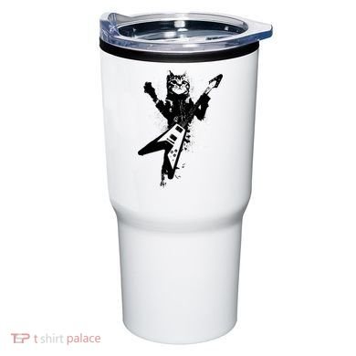 Cat Playing Flying V Guitar Musician Cat Lover TShirt Tumbler