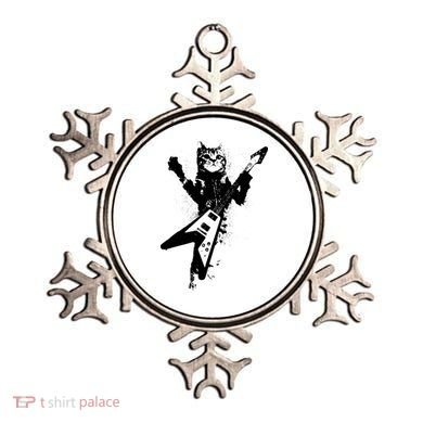 Cat Playing Flying V Guitar Musician Cat Lover TShirt Ornament