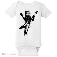 Cat Playing Flying V Guitar Musician Cat Lover TShirt Baby Bodysuit thumb 0