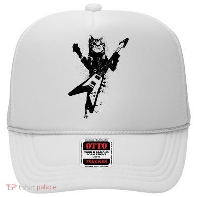 Cat Playing Flying V Guitar Musician Cat Lover TShirt Hat