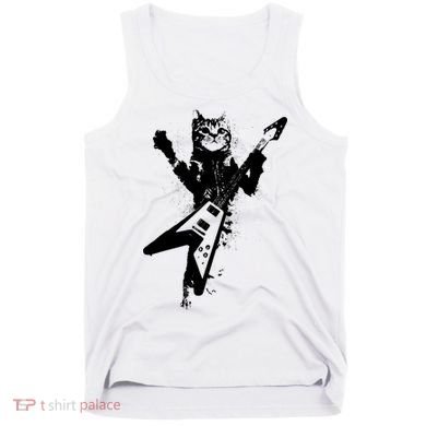 Cat Playing Flying V Guitar Musician Cat Lover TShirt Tank Top