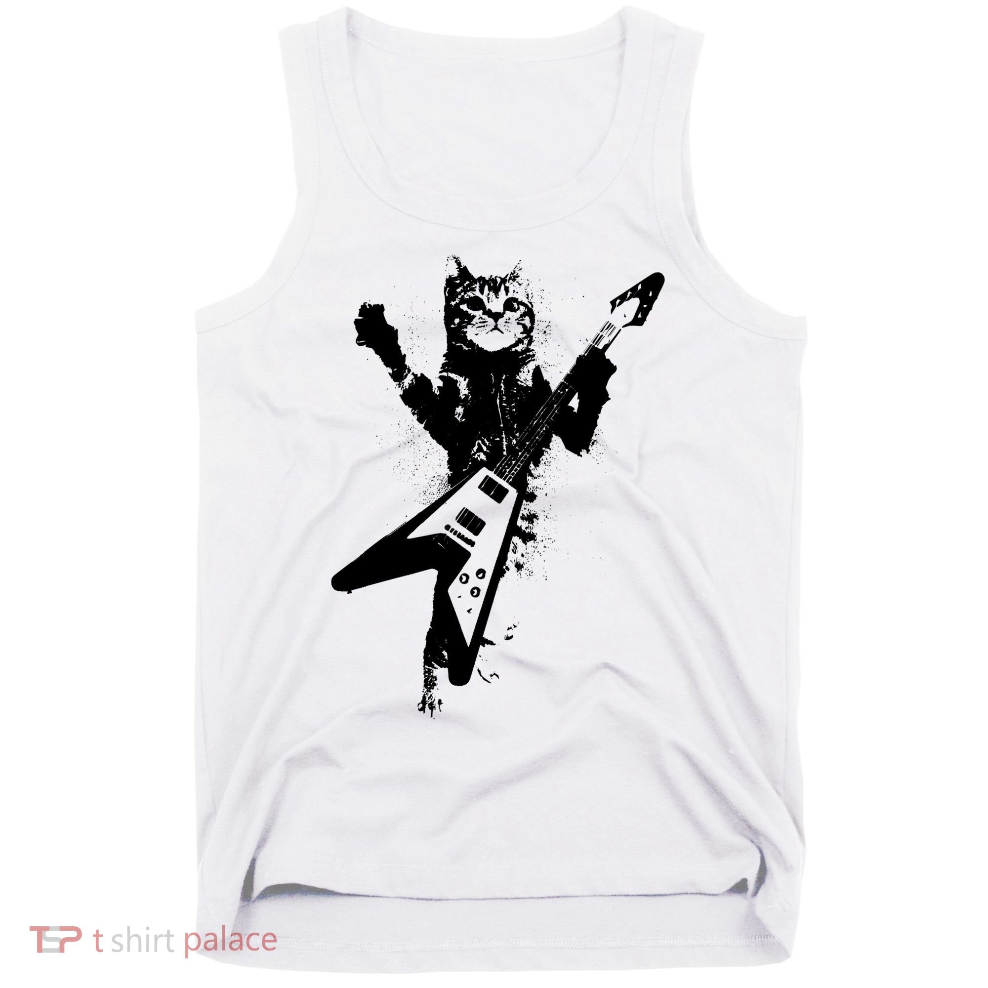 Cat Playing Flying V Guitar Musician Cat Lover TShirt Tank Top