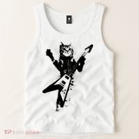 Cat Playing Flying V Guitar Musician Cat Lover TShirt Tank Top thumb 2