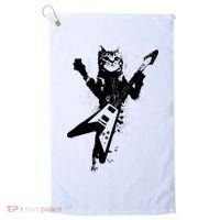 Cat Playing Flying V Guitar Musician Cat Lover TShirt Golf Towel thumb 0