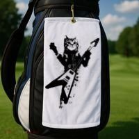 Cat Playing Flying V Guitar Musician Cat Lover TShirt Golf Towel thumb 2