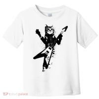 Cat Playing Flying V Guitar Musician Cat Lover TShirt Toddler T-Shirt thumb 0