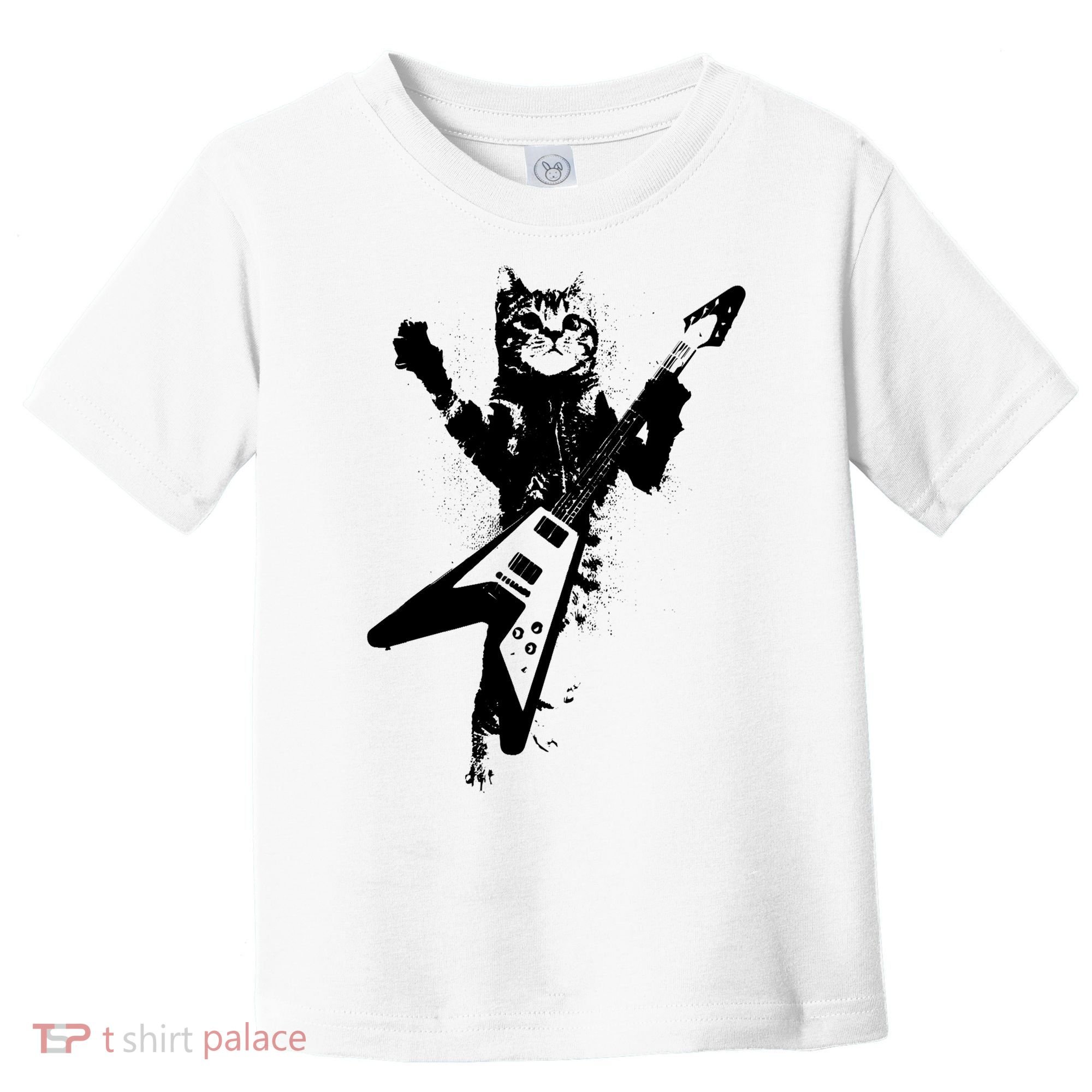 Cat Playing Flying V Guitar Musician Cat Lover TShirt Toddler T-Shirt