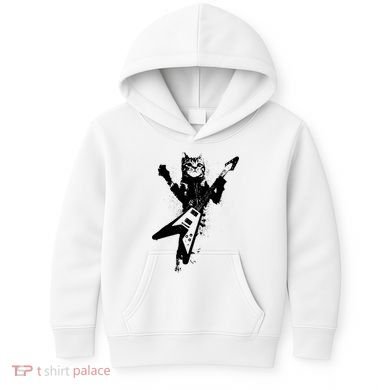 Cat Playing Flying V Guitar Musician Cat Lover TShirt Kids Hoodie