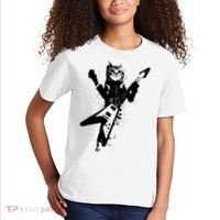 Cat Playing Flying V Guitar Musician Cat Lover TShirt Kids T-Shirt thumb 2