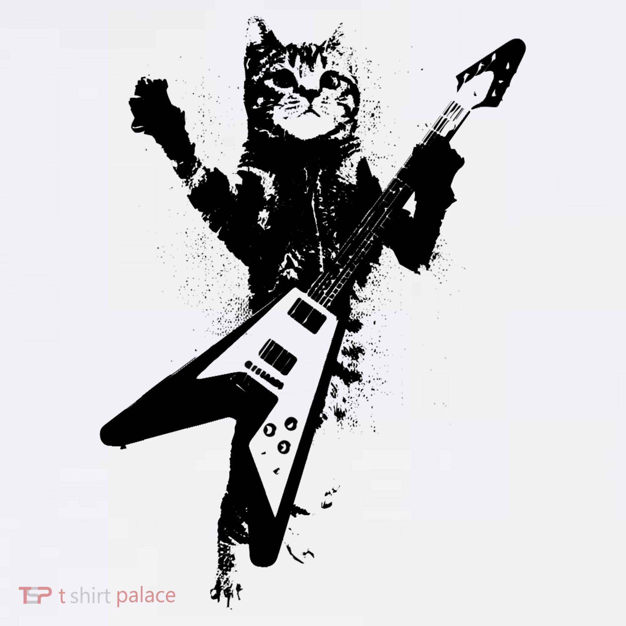 Cat Playing Flying V Guitar Musician Cat Lover TShirt Kids T-Shirt