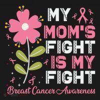 Cute Pink Flower My Moms Fight Is My Fight Breast Cancer Awareness Women's Hoodie thumb 2