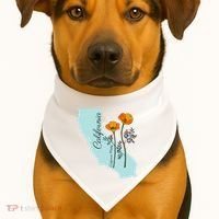 California Poppy Flower USA-Made Doggie Bandana thumb 1