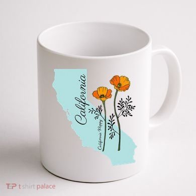 California Poppy Flower Coffee Mug back