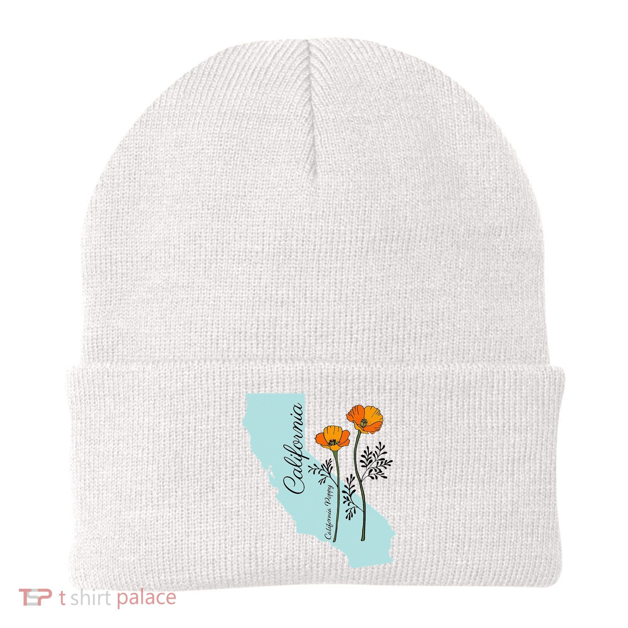 California Poppy Flower Beanie