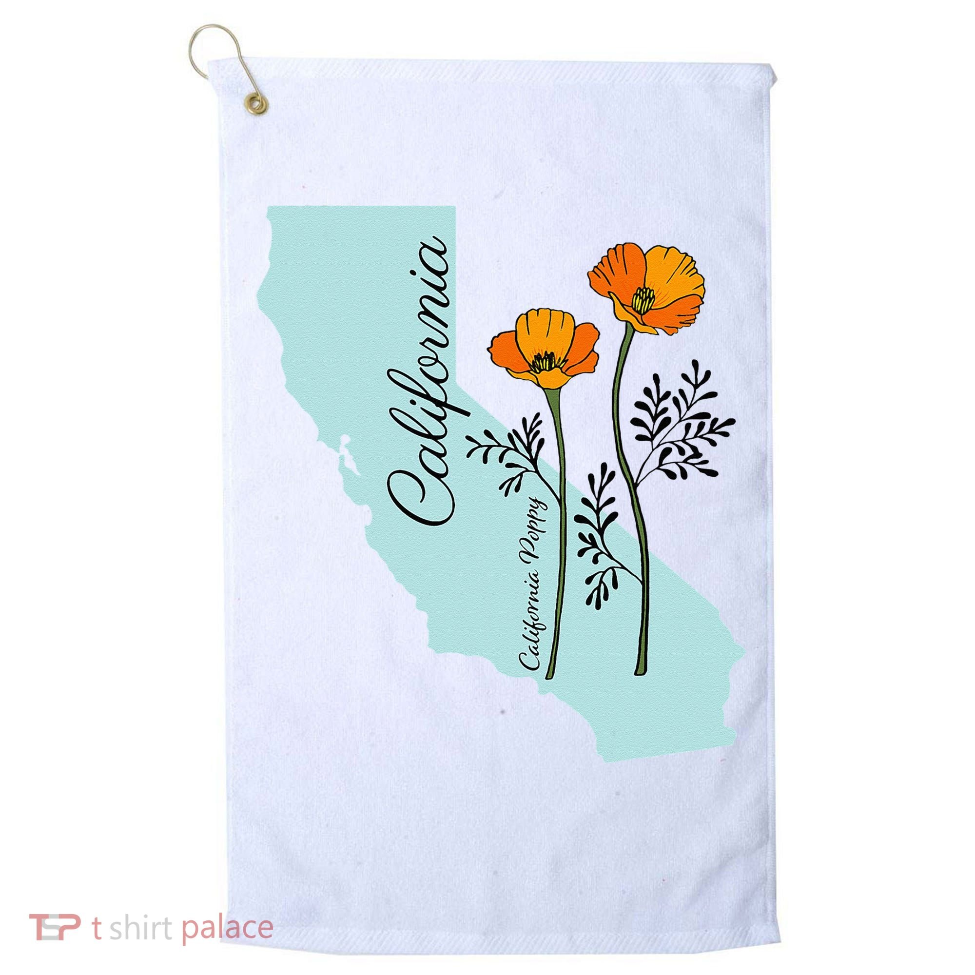 California Poppy Flower Golf Towel