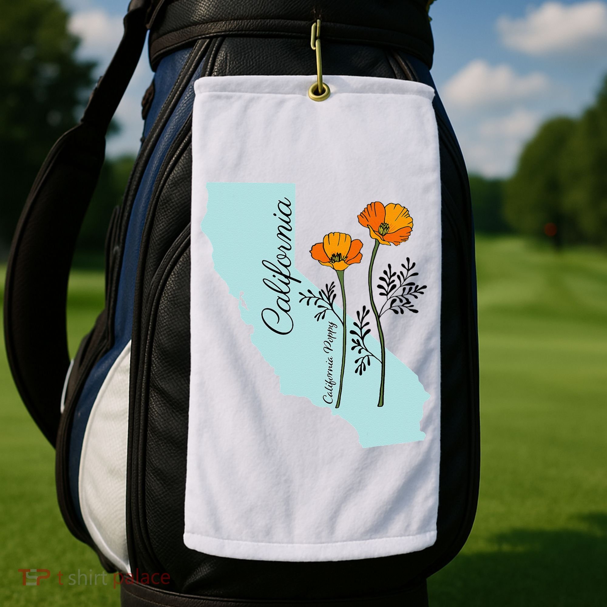 California Poppy Flower Golf Towel