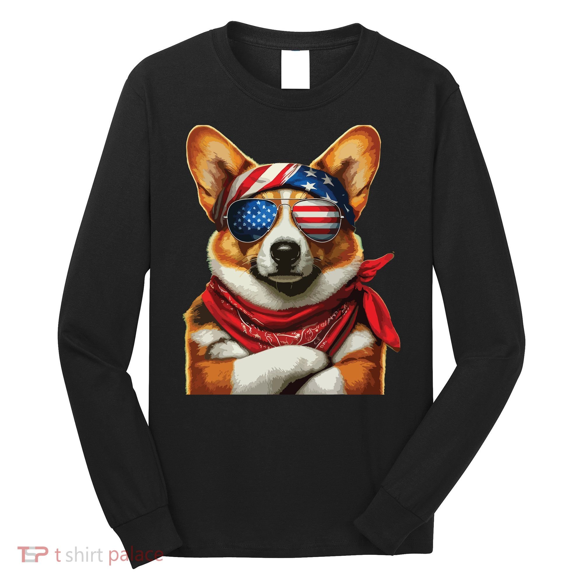 Corgi Patriotic Fourth Of July Long Sleeve Shirt