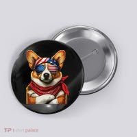 Corgi Patriotic Fourth Of July Button thumb 0