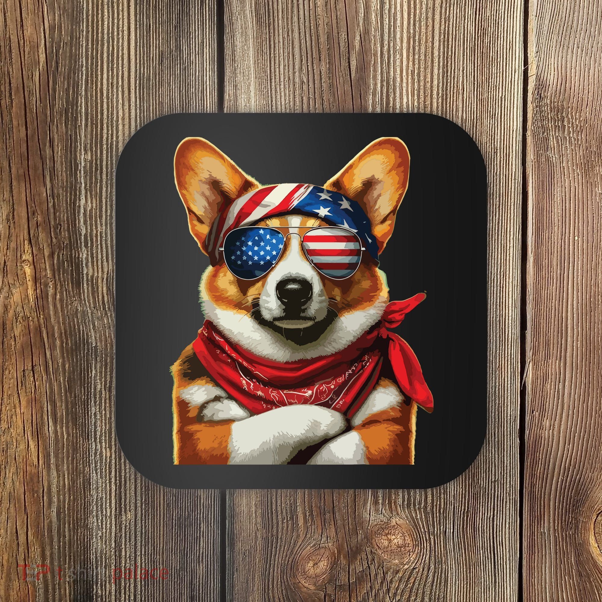 Corgi Patriotic Fourth Of July Coaster