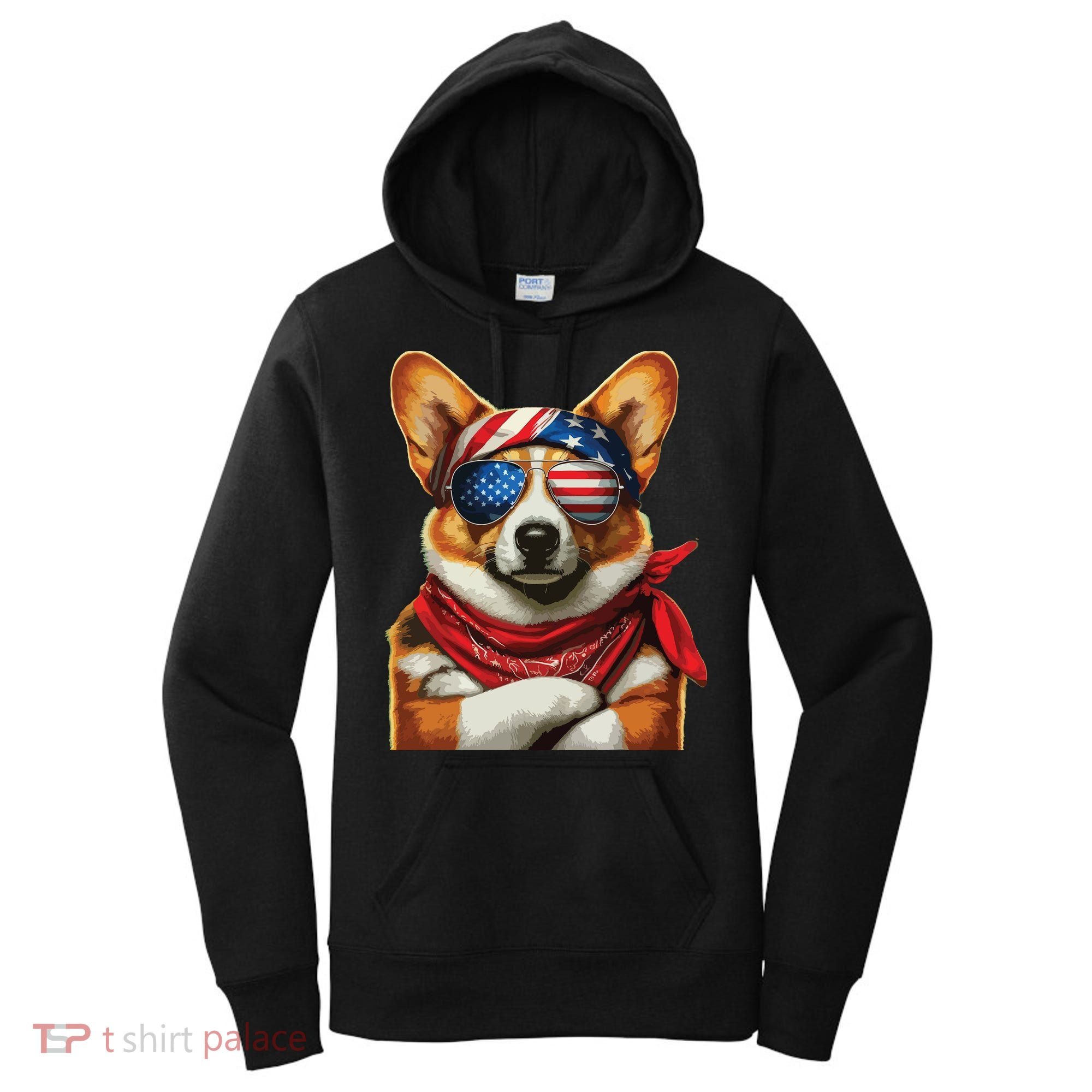 Corgi Patriotic Fourth Of July Women's Hoodie