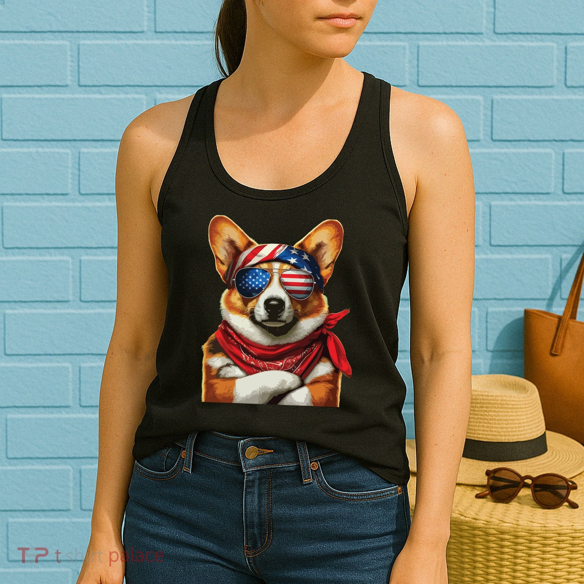 Corgi Patriotic Fourth Of July Women's Tank Top