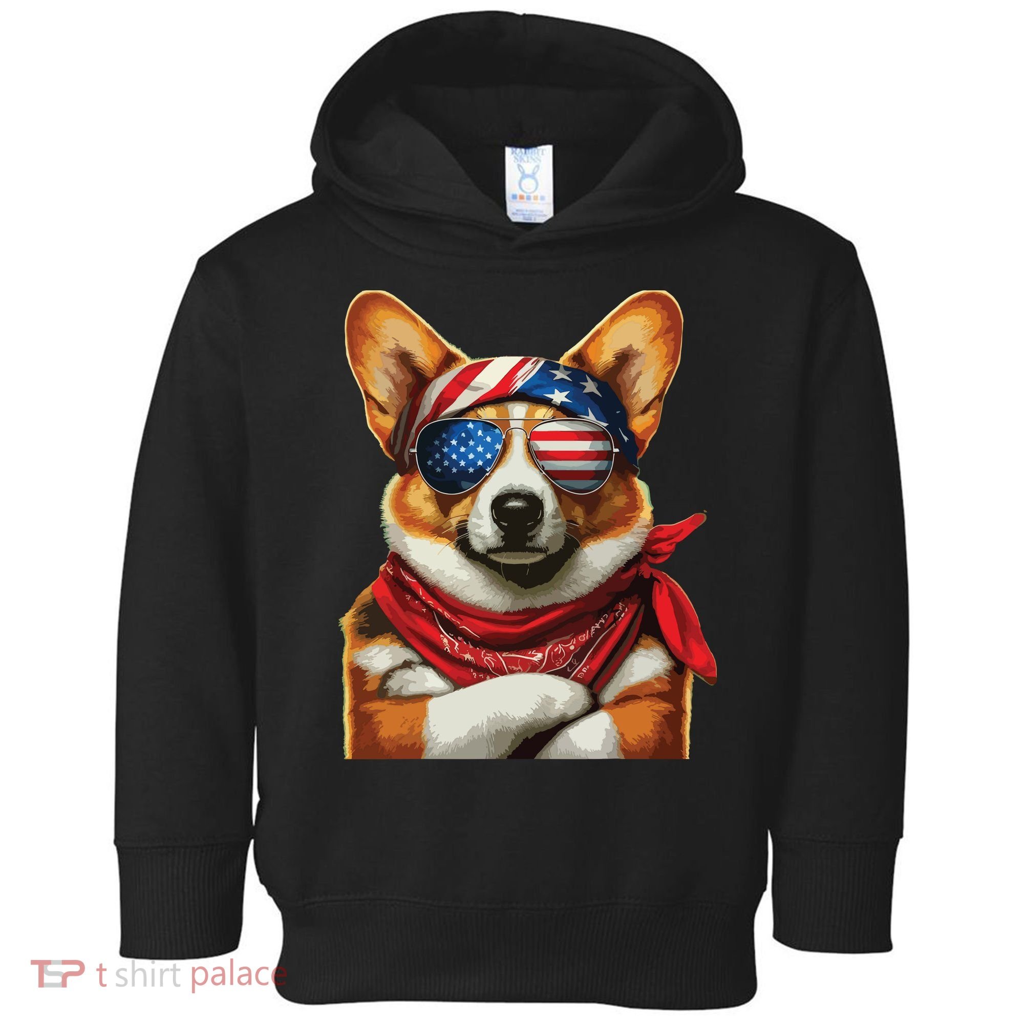 Corgi Patriotic Fourth Of July Toddler Hoodie