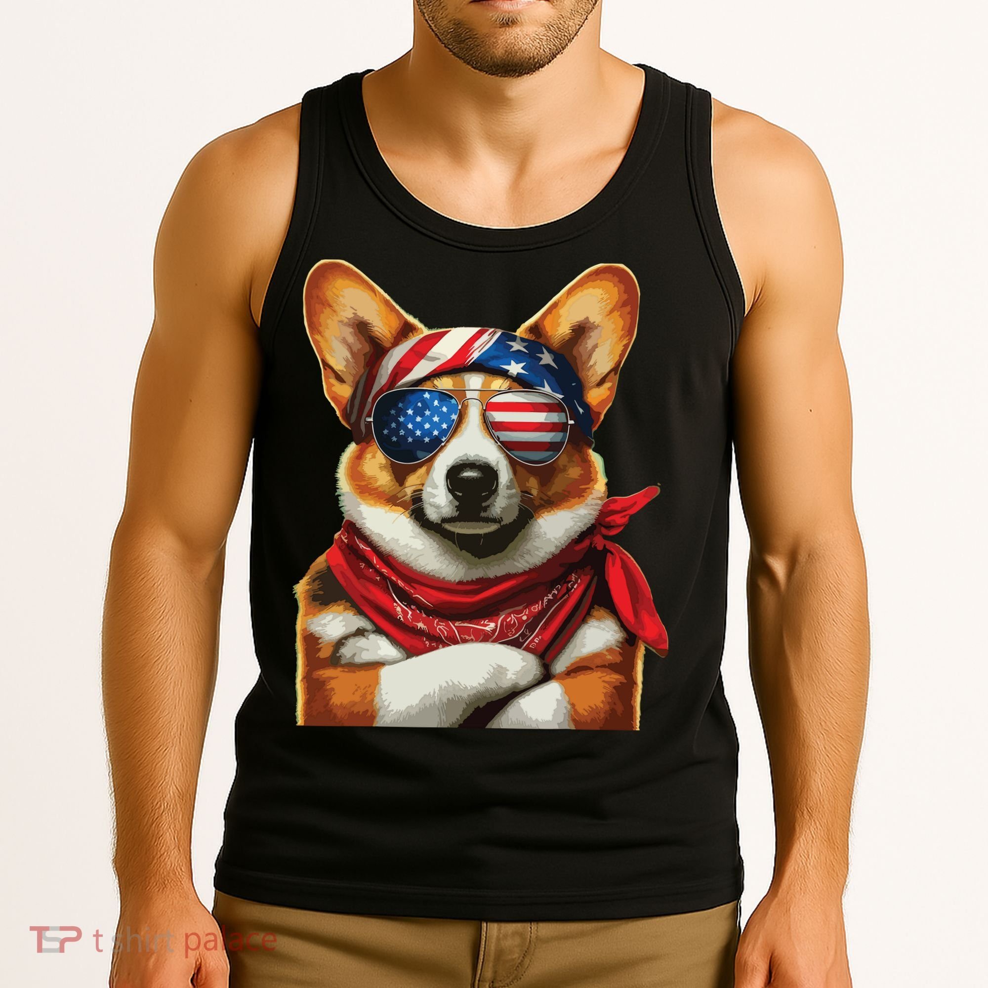Corgi Patriotic Fourth Of July Tank Top