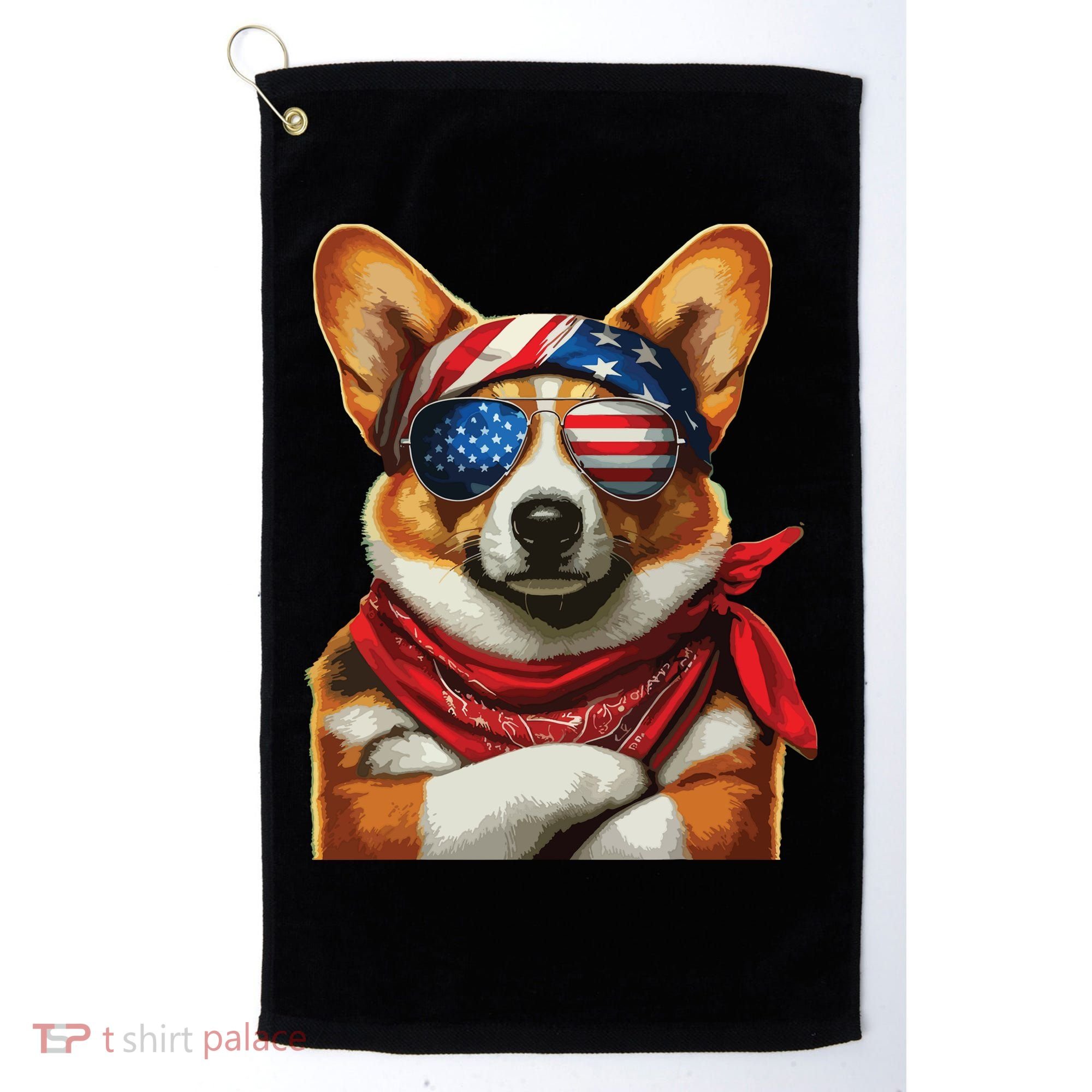 Corgi Patriotic Fourth Of July Golf Towel
