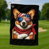 Corgi Patriotic Fourth Of July Golf Towel thumb 1