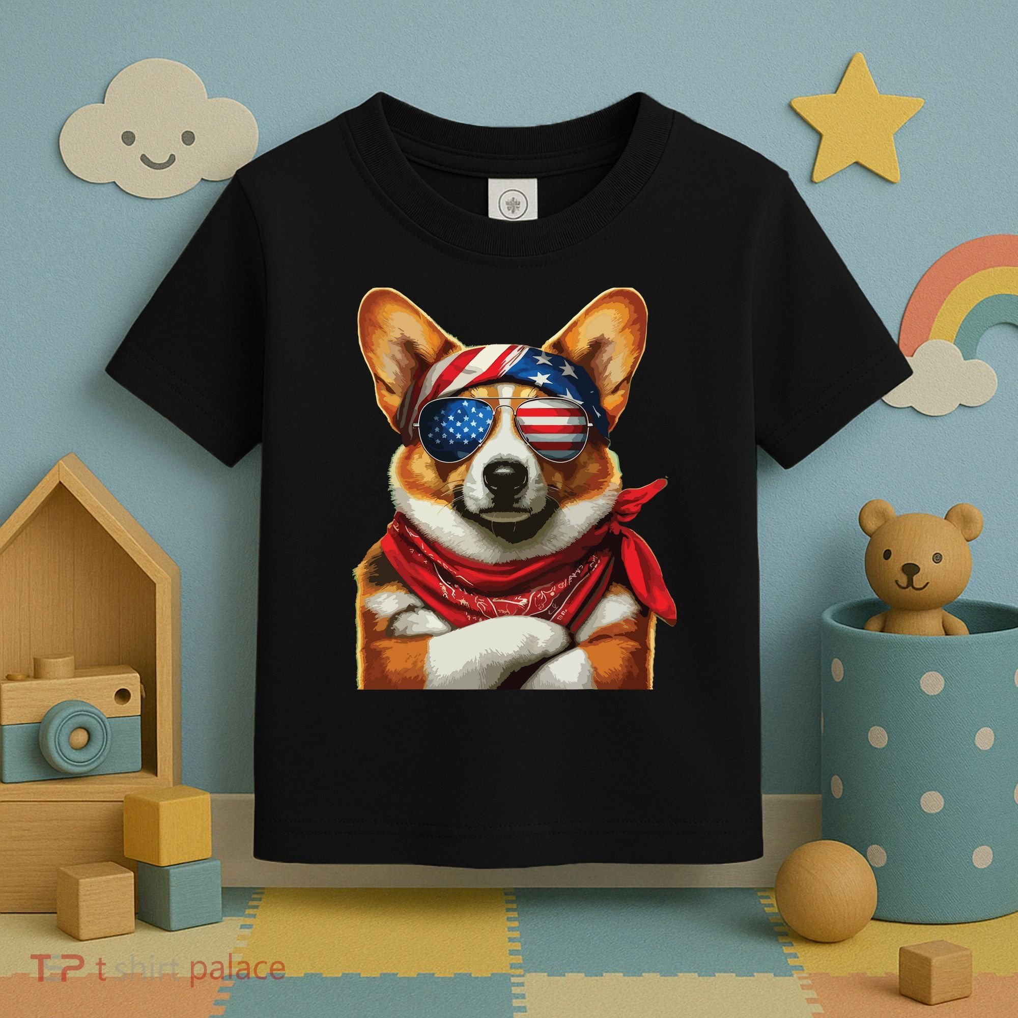 Corgi Patriotic Fourth Of July Toddler T-Shirt