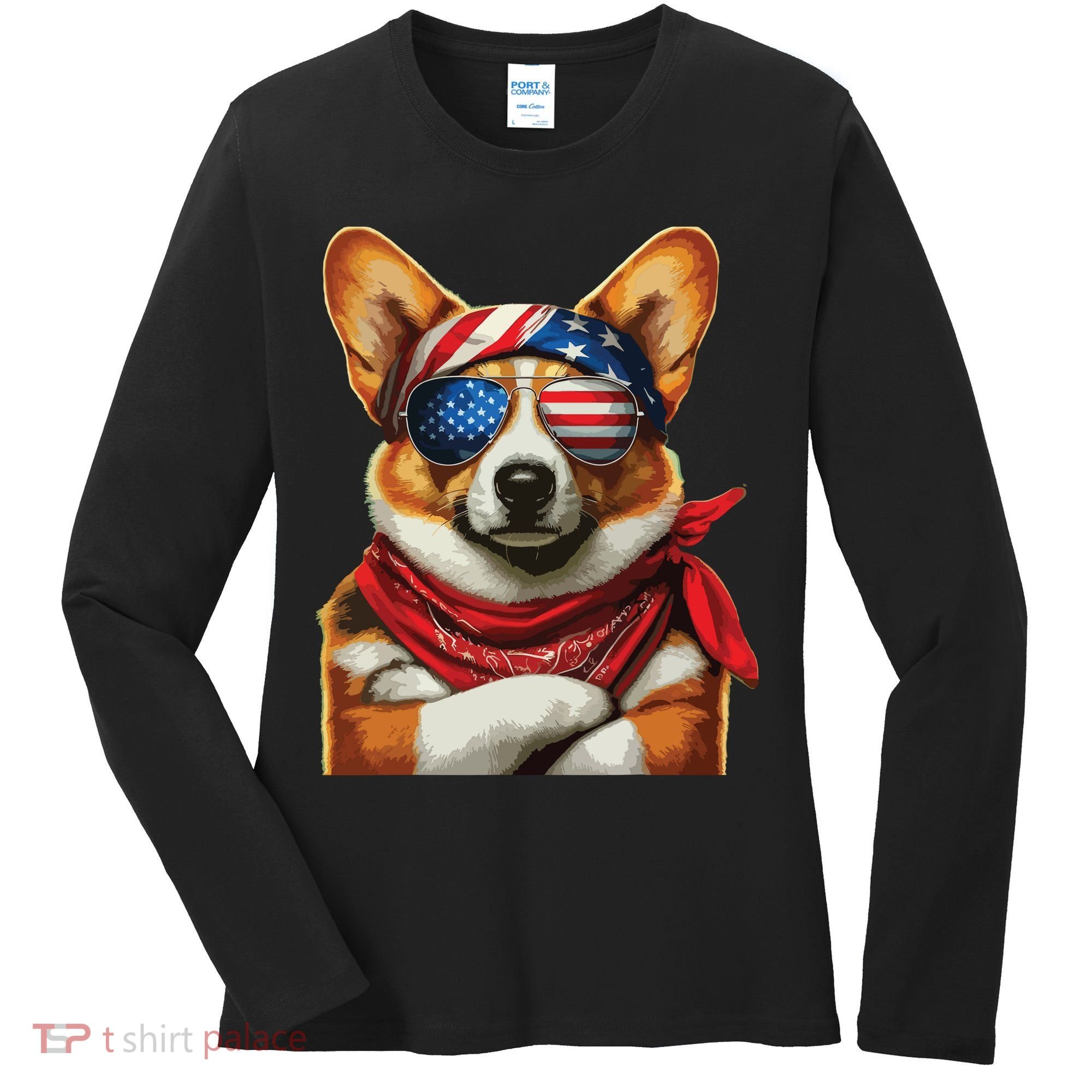 Corgi Patriotic Fourth Of July Women's Long Sleeve Shirt
