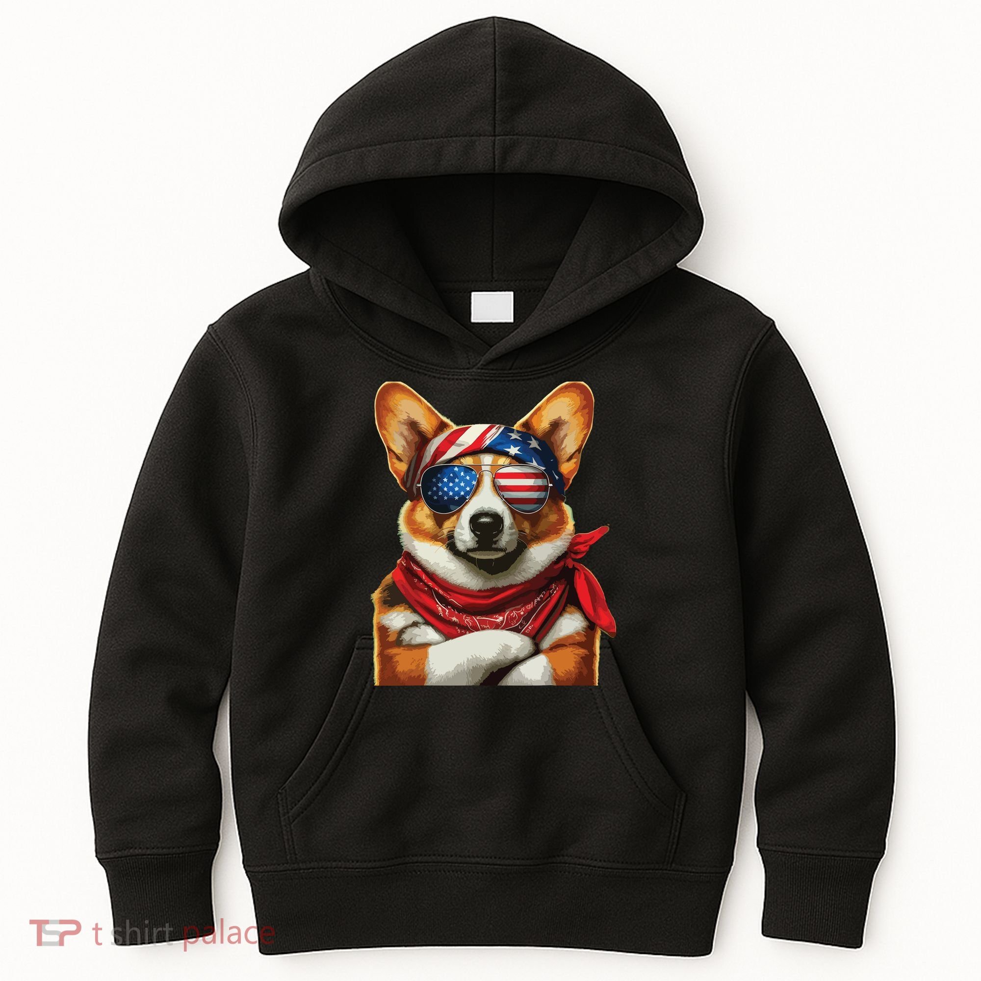 Corgi Patriotic Fourth Of July Kids Hoodie