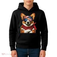 Corgi Patriotic Fourth Of July Kids Hoodie thumb 4