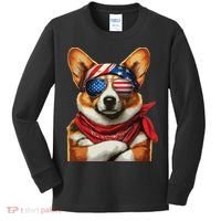 Corgi Patriotic Fourth Of July Kids Long Sleeve Shirt thumb 0