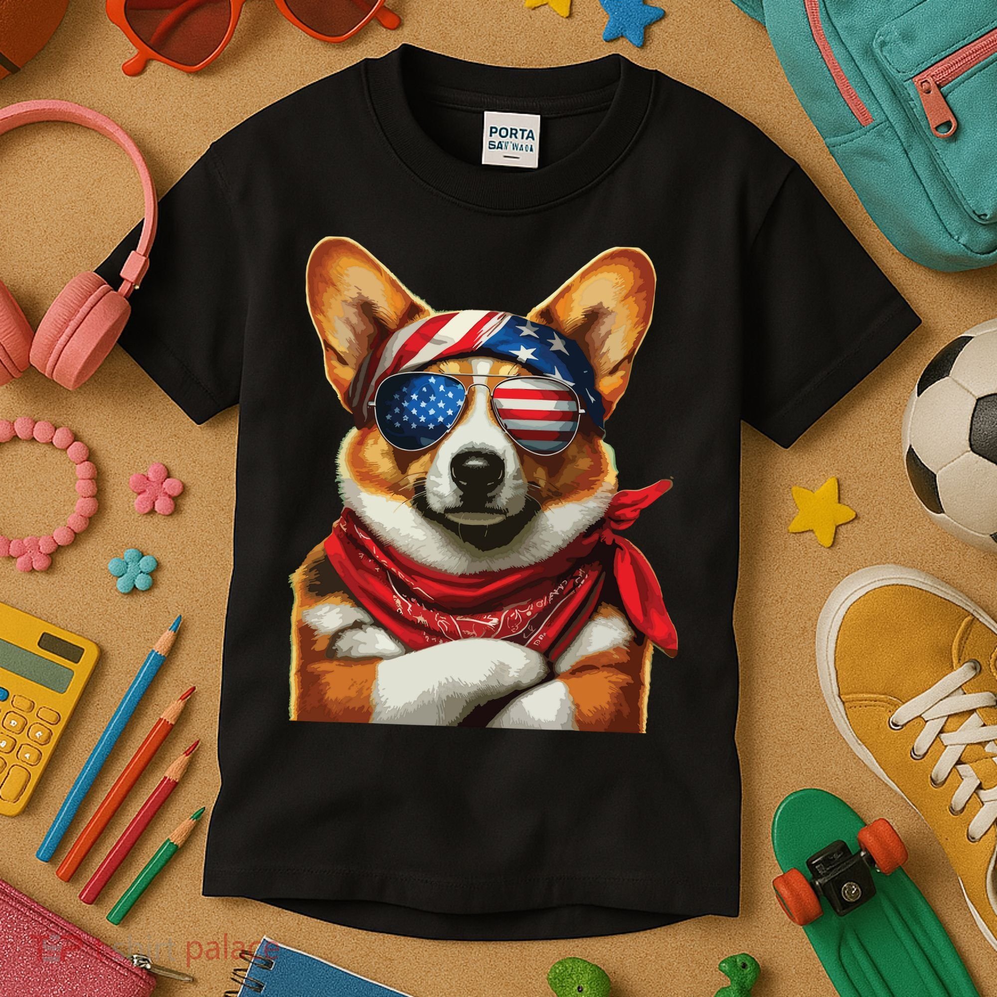 Corgi Patriotic Fourth Of July Kids T-Shirt