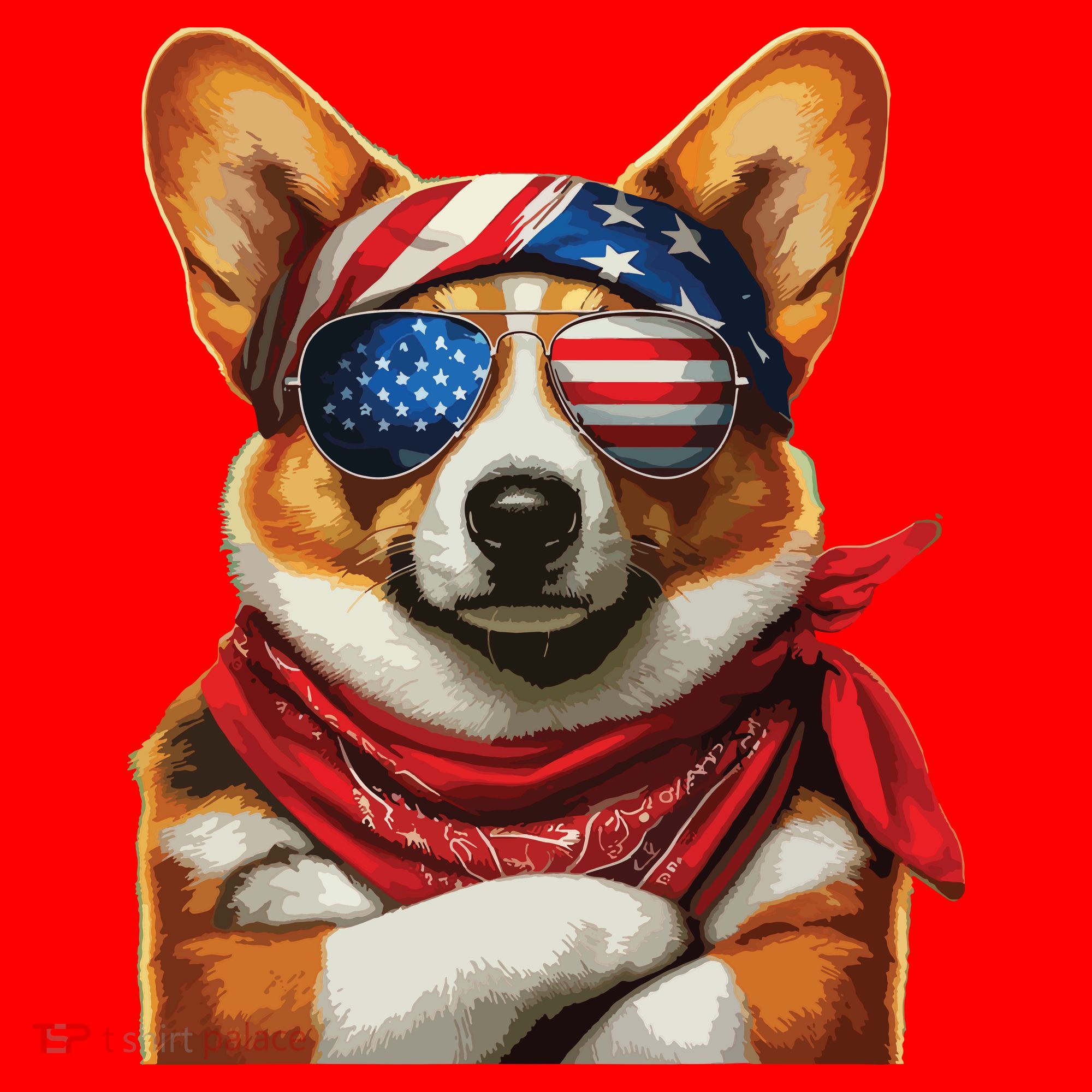 Corgi Patriotic Fourth Of July Santa Hat