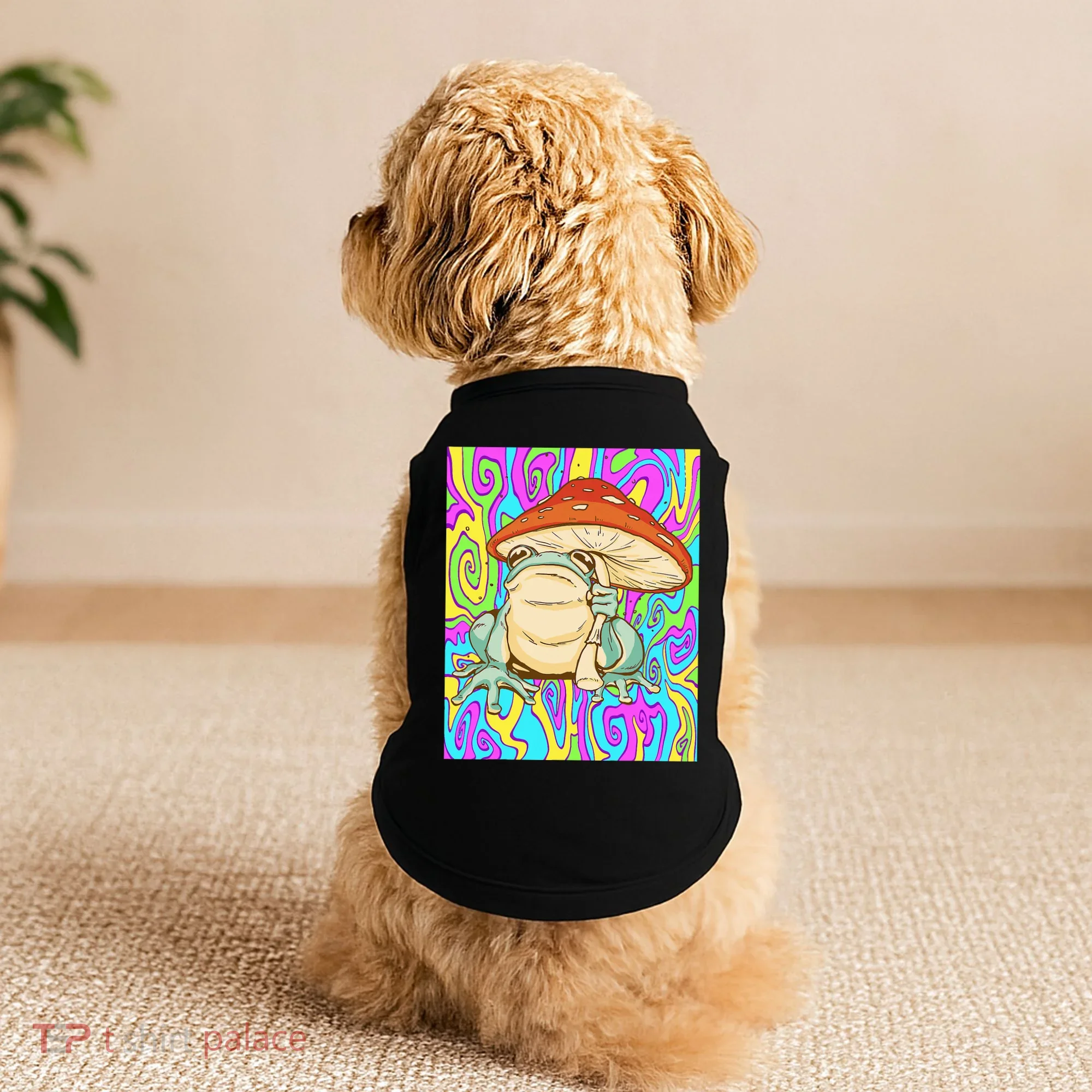 Chief Psychedelic Frog Toad Holding Trippy Mushroom Doggie Tank