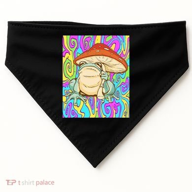Chief Psychedelic Frog Toad Holding Trippy Mushroom USA-Made Doggie Bandana