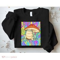 Chief Psychedelic Frog Toad Holding Trippy Mushroom Sweatshirt thumb 2