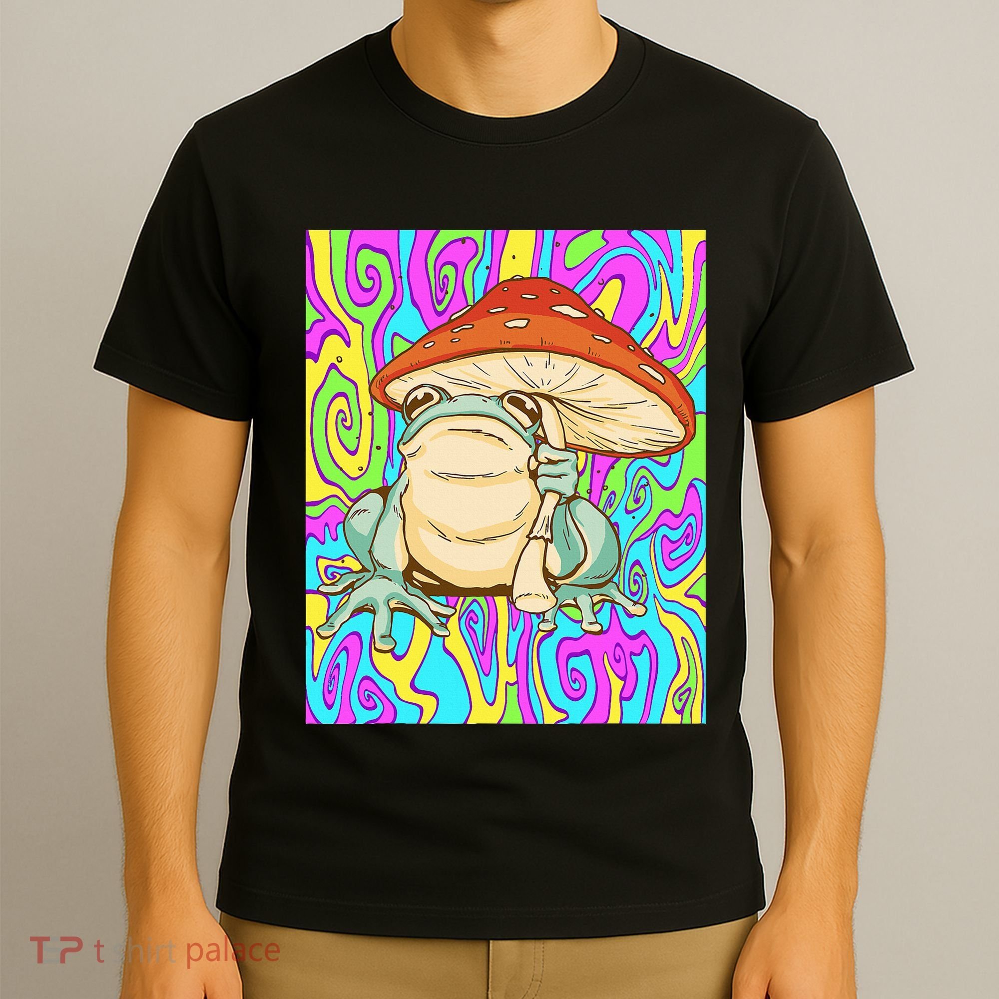 Chief Psychedelic Frog Toad Holding Trippy Mushroom T-Shirt