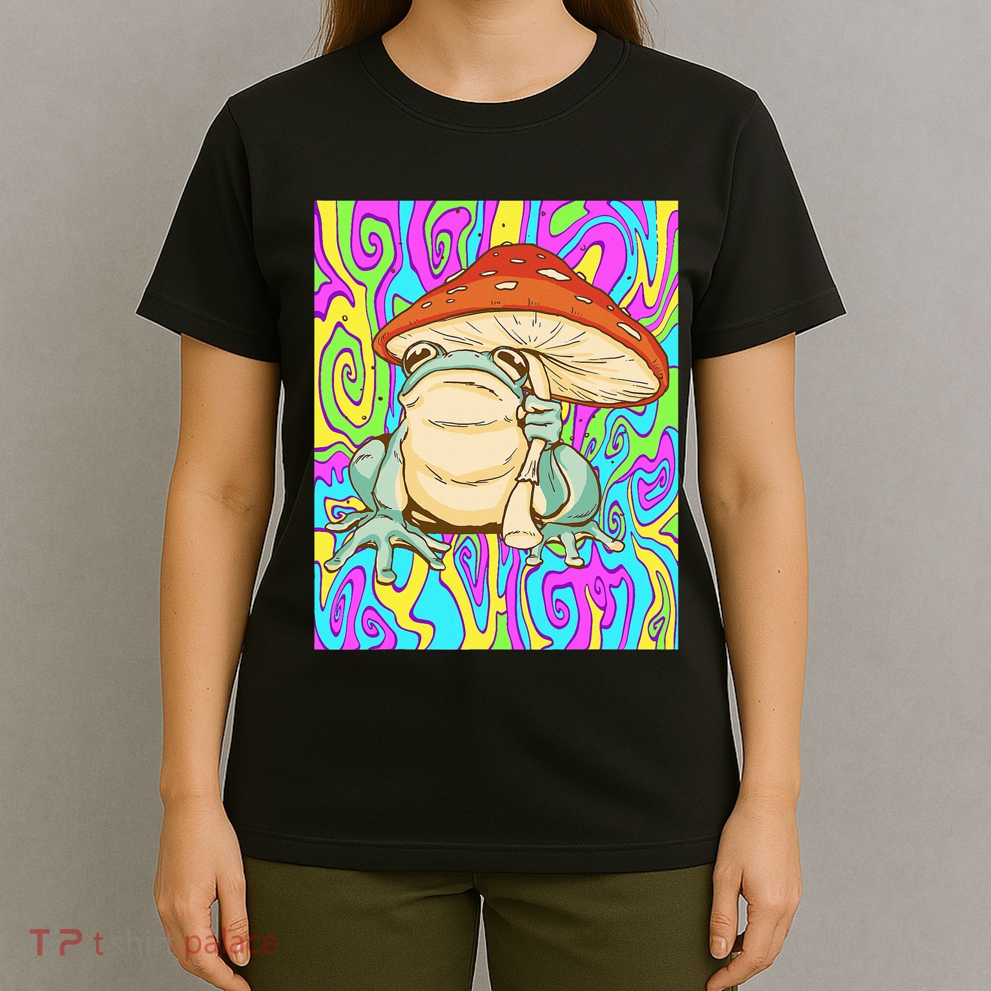 Chief Psychedelic Frog Toad Holding Trippy Mushroom T-Shirt