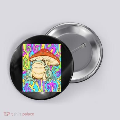 Chief Psychedelic Frog Toad Holding Trippy Mushroom Button