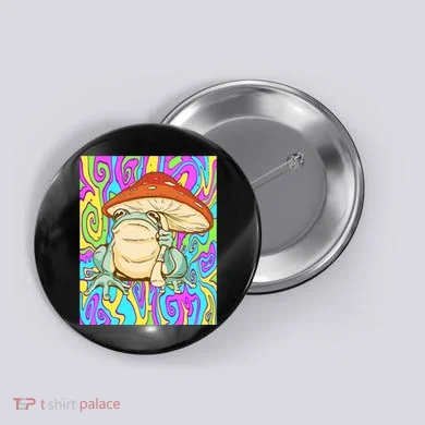 Chief Psychedelic Frog Toad Holding Trippy Mushroom Button