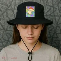 Chief Psychedelic Frog Toad Holding Trippy Mushroom Bucket Hat thumb 3