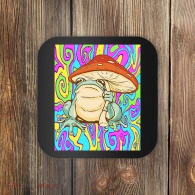 Chief Psychedelic Frog Toad Holding Trippy Mushroom Coaster
