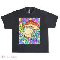 Chief Psychedelic Frog Toad Holding Trippy Mushroom Urban Oversized Heavyweight T-Shirt thumb 0