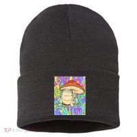 Chief Psychedelic Frog Toad Holding Trippy Mushroom Sustainable Knit Beanie thumb 0