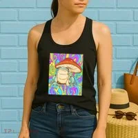 Chief Psychedelic Frog Toad Holding Trippy Mushroom Women's Tank Top thumb 2