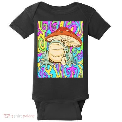 Chief Psychedelic Frog Toad Holding Trippy Mushroom Baby Bodysuit